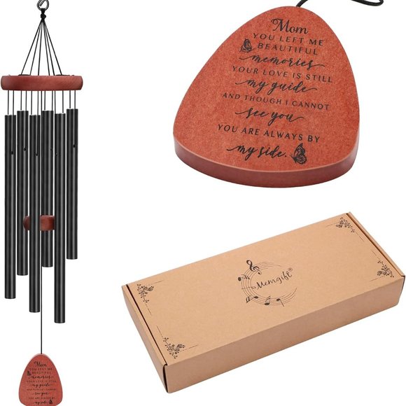New in box Mom Memorial Wind Chimes Sympathy Gift  Beechwood & Aluminum tubes - Picture 1 of 5